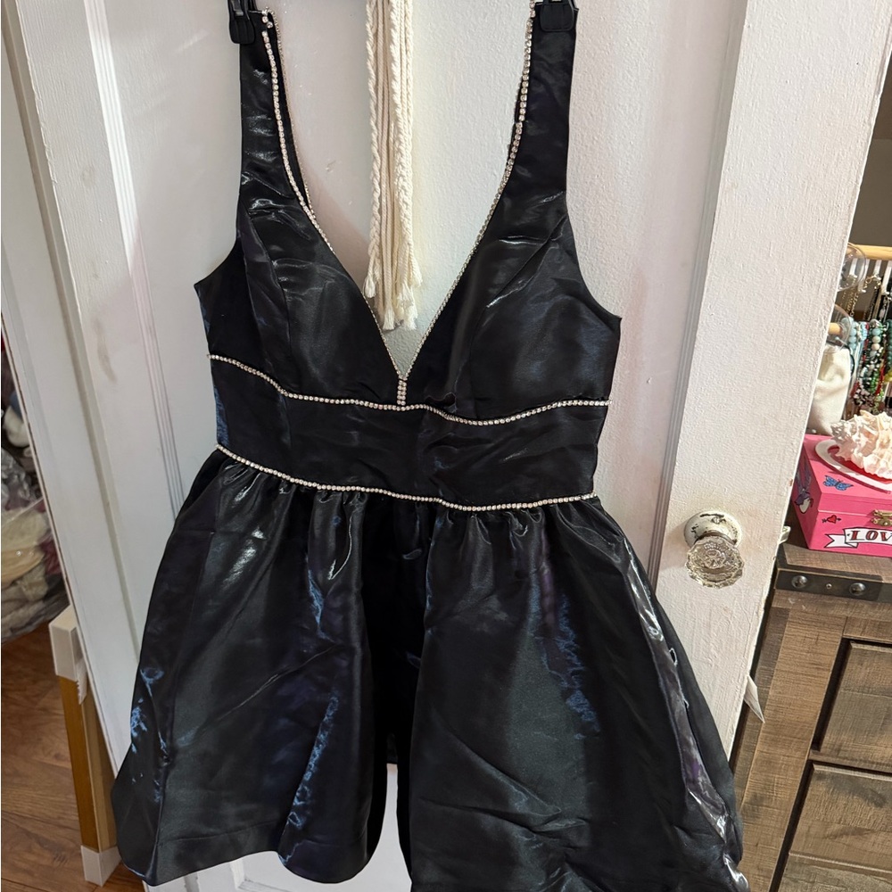 Elegant Black Satin Dress